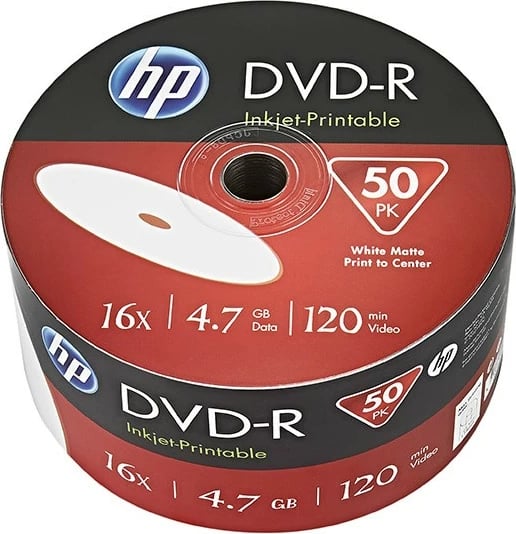 DVD-R HP Verbatim 4.7GB, 16x, Inkjet Printable, 50 copë