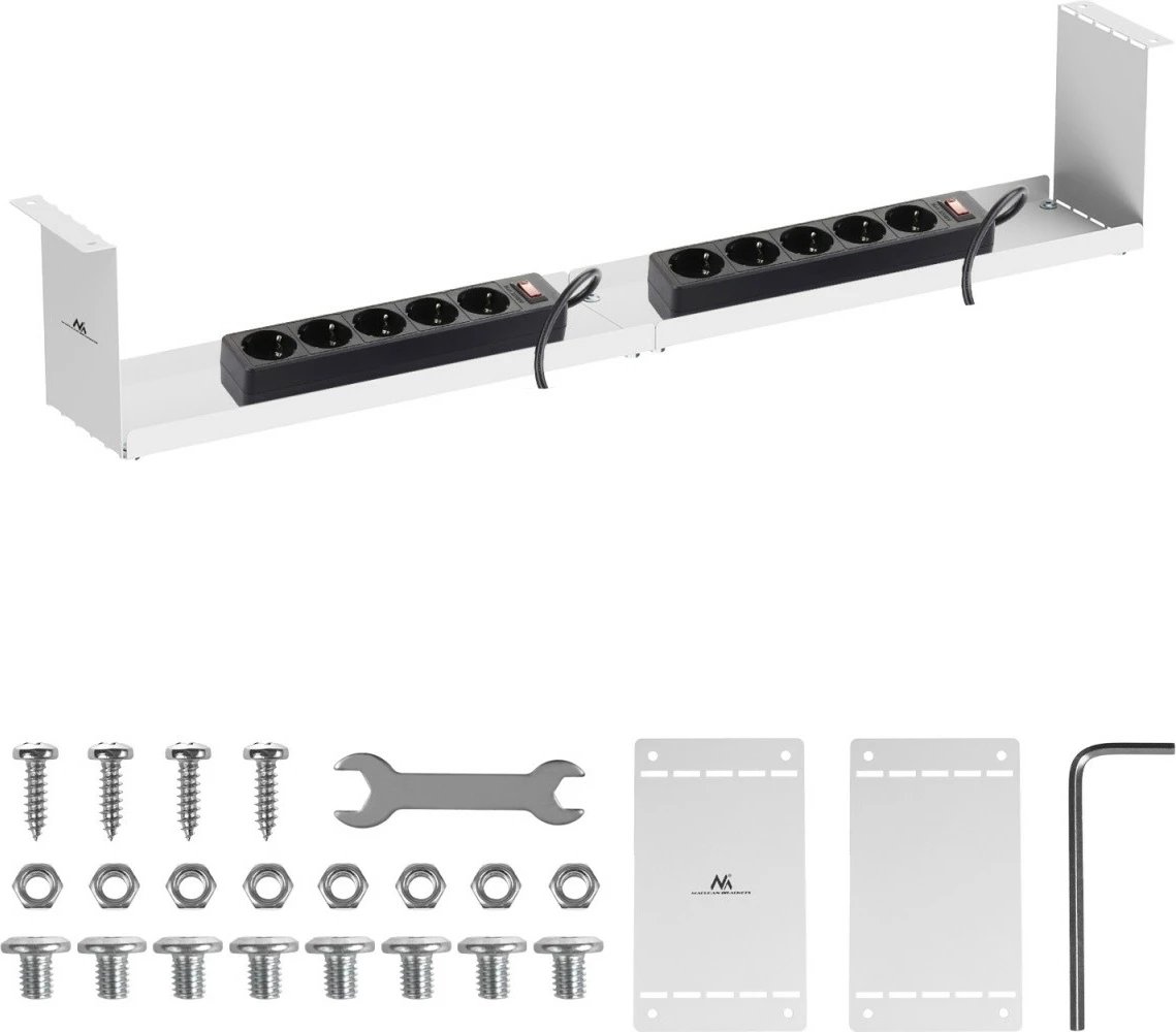 Organizues kabllosh Maclean MC-107 W, nën tavolinë, çelik, Bardhë