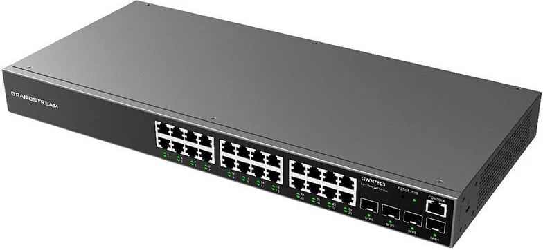 Switch Grandstream GWN 7803, 24GE, 4SFP, i menaxhueshëm, i zi
