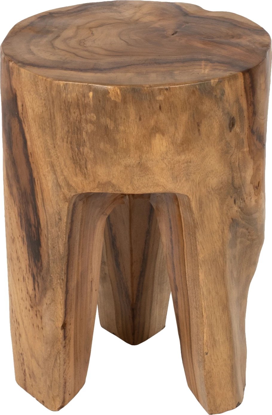 Stol me 3 këmbë, dru teak, ngjyrë natyrale, Φ30x40H cm, FH9349