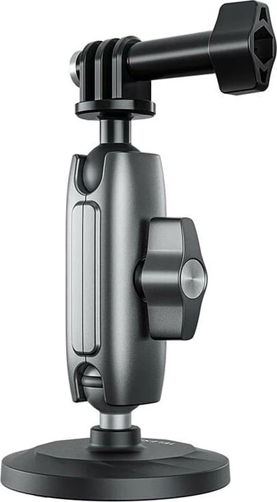 Mbajtëse magnetike për kamera sportive, Telesin CMM-001, magnete neodymium 3600GS, kokë dyfishe me top 1/4" dhe GoPro, aliazh alumini, e palosshme