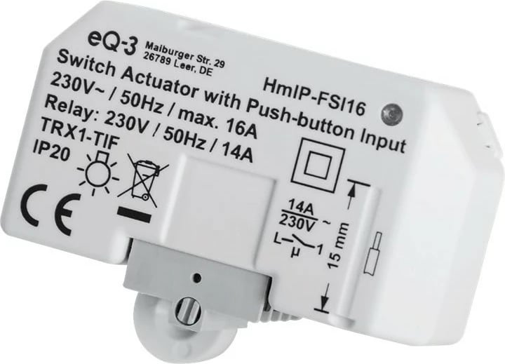 Aktuator Switch eQ-3 Homematic IP HMIP-FSI16, Butona, Bardhë