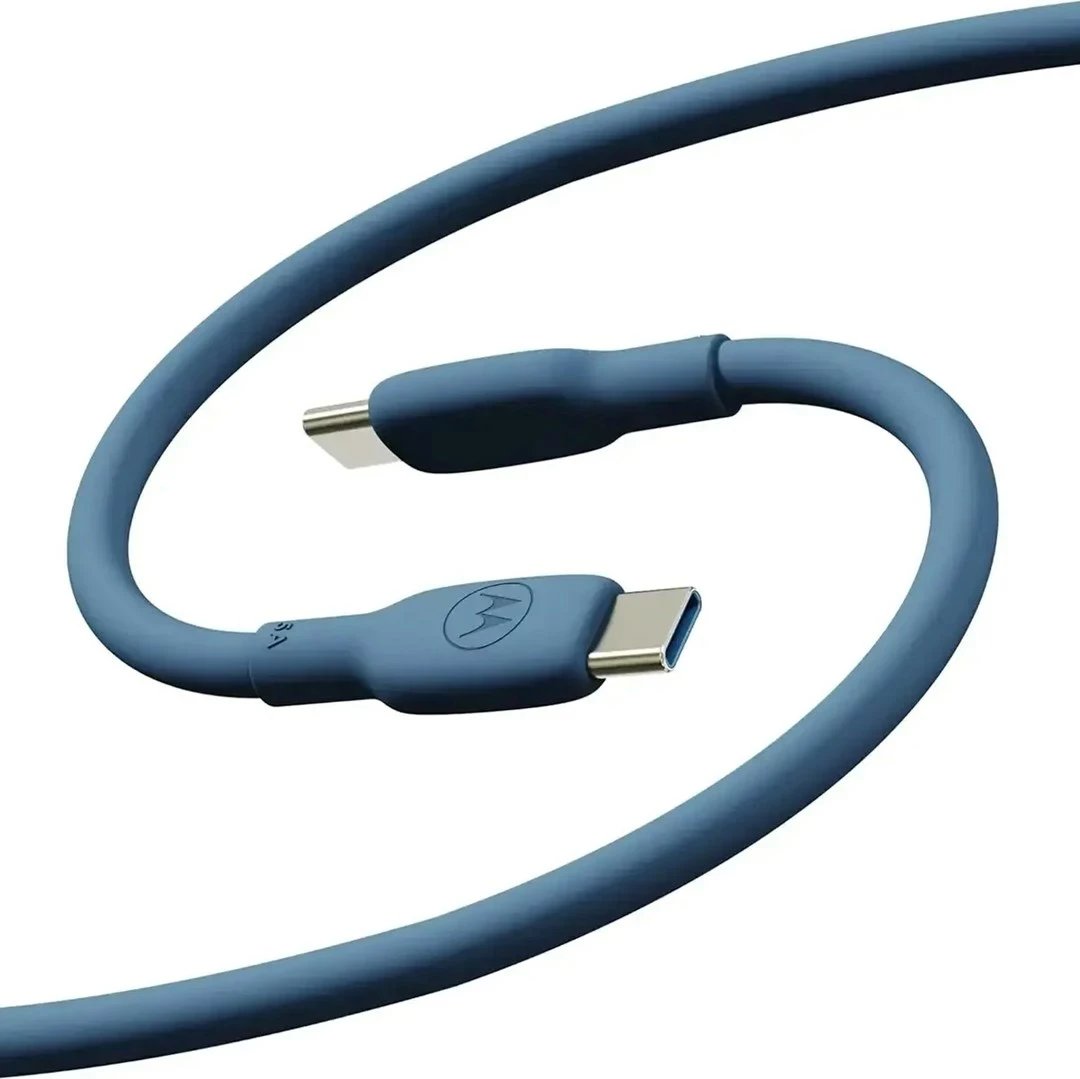 Kabllo USB-C në USB-C Motorola, 2m, Silikon, Blu