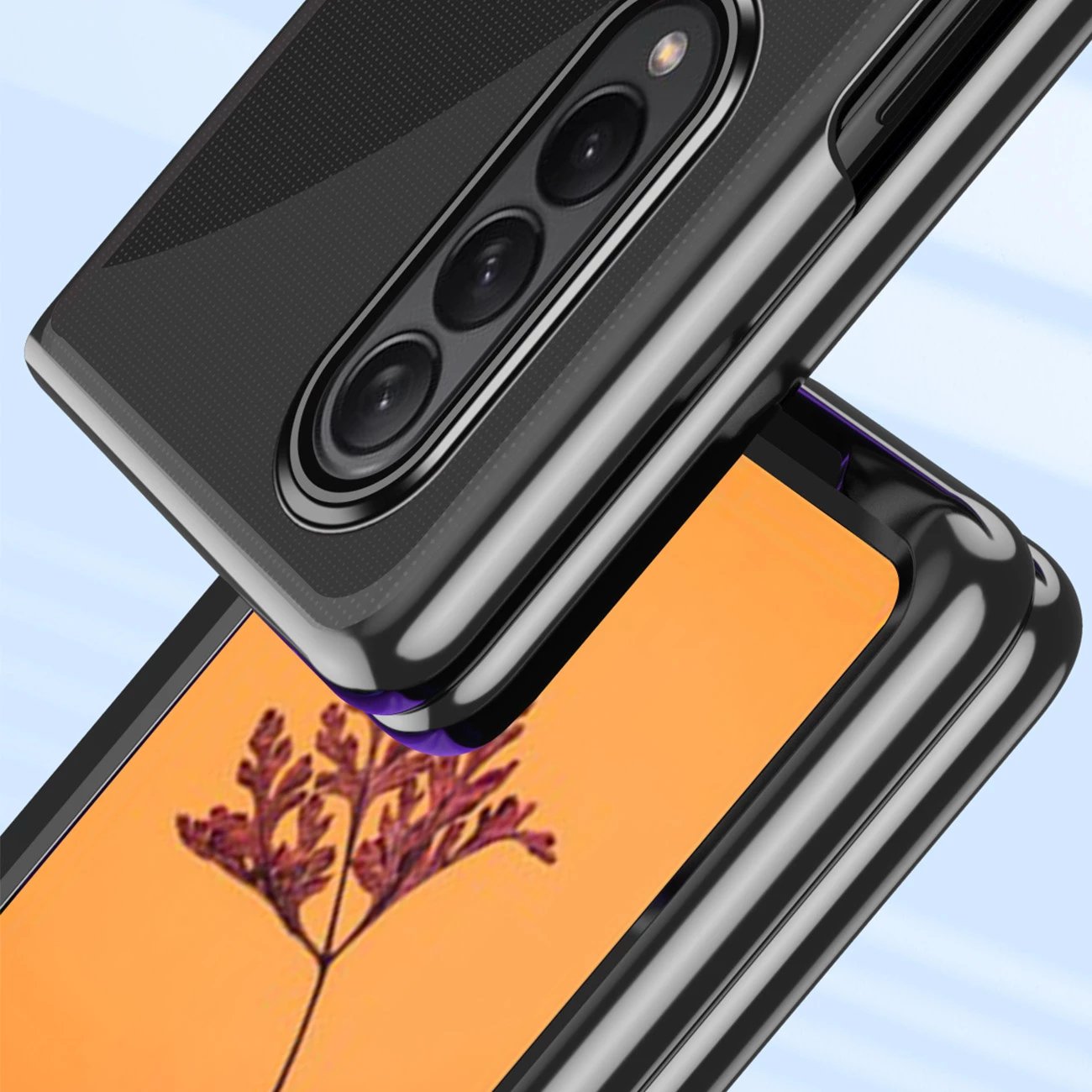 Mbështjellës Hurtel Plating Case për Samsung Galaxy Z Fold 4, kornizë metalike, kaltër