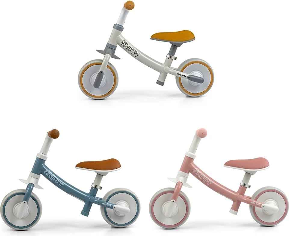 Biçikletë ekuilibri, Milly Mally, Skippy, rrota EVA pa shpime, kornizë çeliku, ulëse e rregullueshme, 18+ muaj, blu