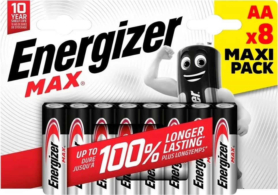 Bateri alkaline Energizer MAX AA, 8 copë