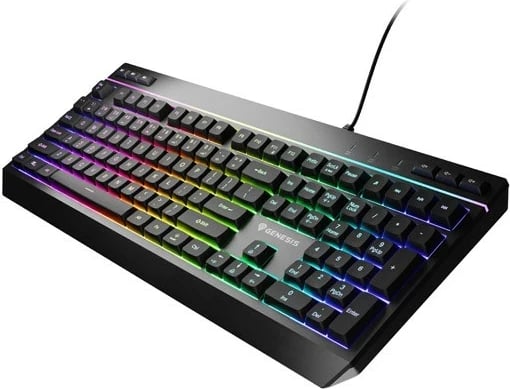 Tastierë gaming Genesis Rhod 530 RGB, me drita RGB, me kabllo, QWERTY, numpad, e zezë