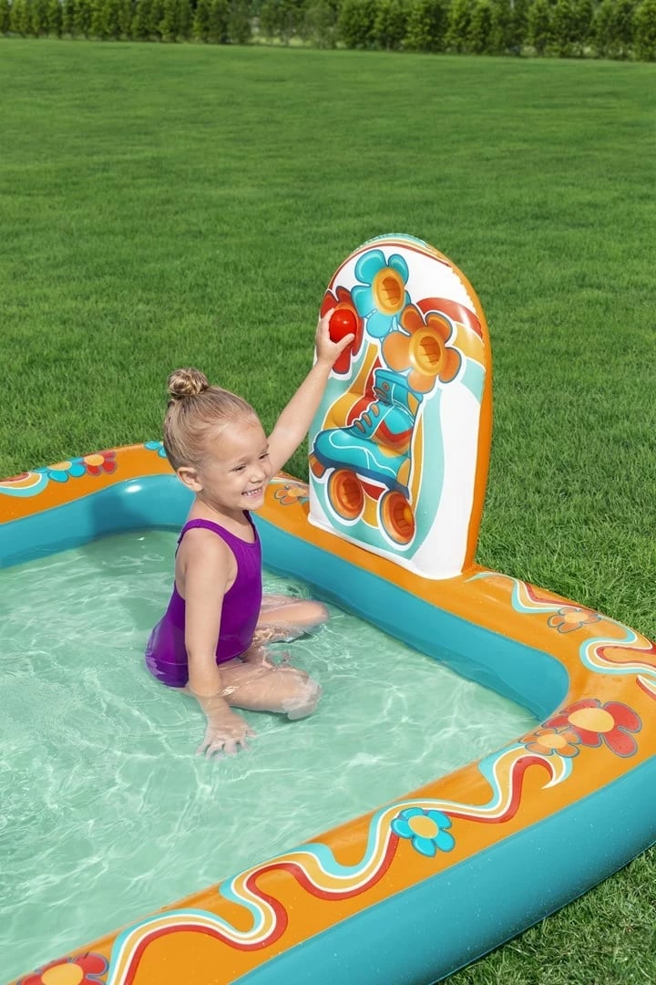 Qendër loje dhe pishinë fryrëse Bestway Retro Groove për fëmijë, 1.93 m x 1.52 m x 74 cm, shumëngjyrëshe Qendër loje dhe pishinë fryrëse Bestway Retro Groove për fëmijë, 1.93 m x 1.52 m x 74 cm, shumëngjyrëshe