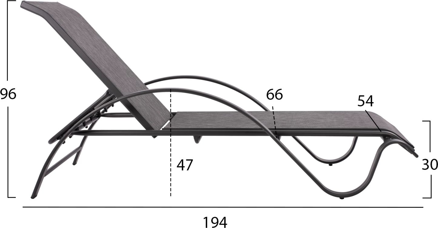 Shtrat dielli alumini gri me tekstilene gri FH5133.01 194x54-66x30 cm