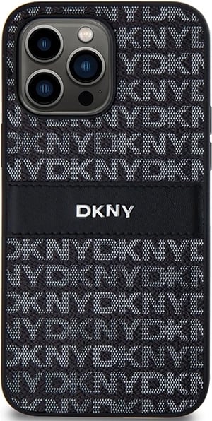 Mbështjellës DKNY Mono Stripe & Metal Logo për iPhone 14 Pro, e zezë