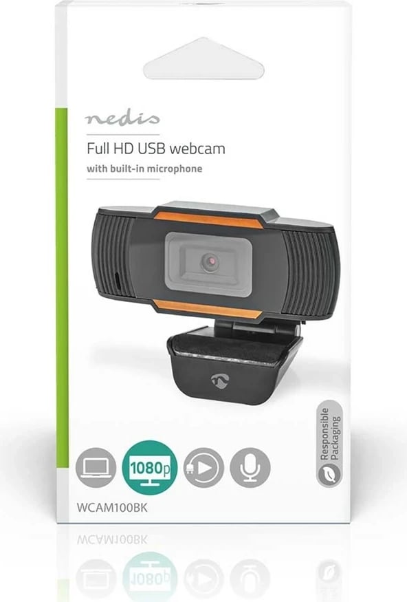 Webcam Nedis WCAM100BK, 2 MP, 1920 x 1080, USB 2.0, zi