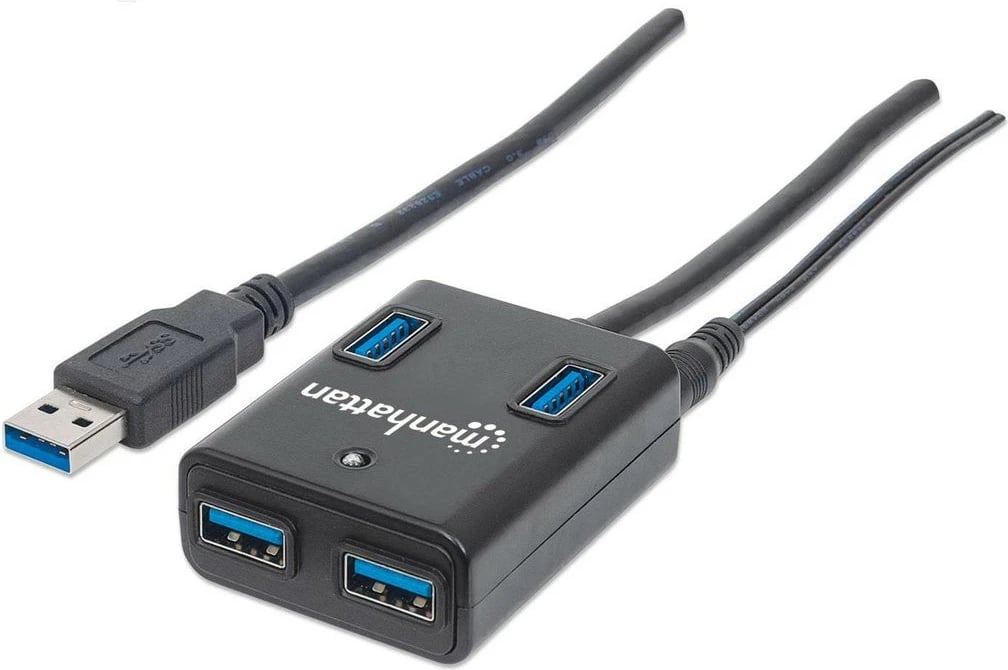 USB hub MANHATTAN 4-porta USB 3.0, me rrymë, zi