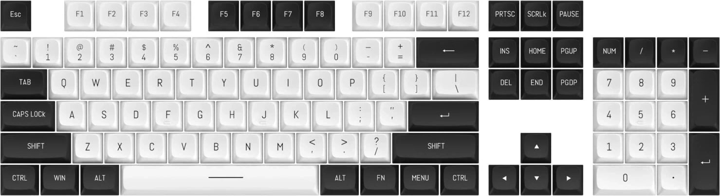 Keycaps Redragon A132 PBT Doubleshot, 150 copë, bardhë-e zezë Keycaps Redragon A132 PBT Doubleshot, 150 copë, bardhë-e zezë