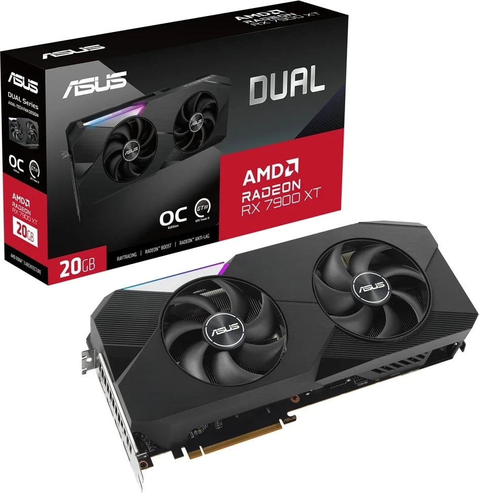 Kartelë grafike ASUS Dual RX7900XT-O20G, 20 GB GDDR6, e zezë Kartelë grafike ASUS Dual RX7900XT-O20G, 20 GB GDDR6, e zezë