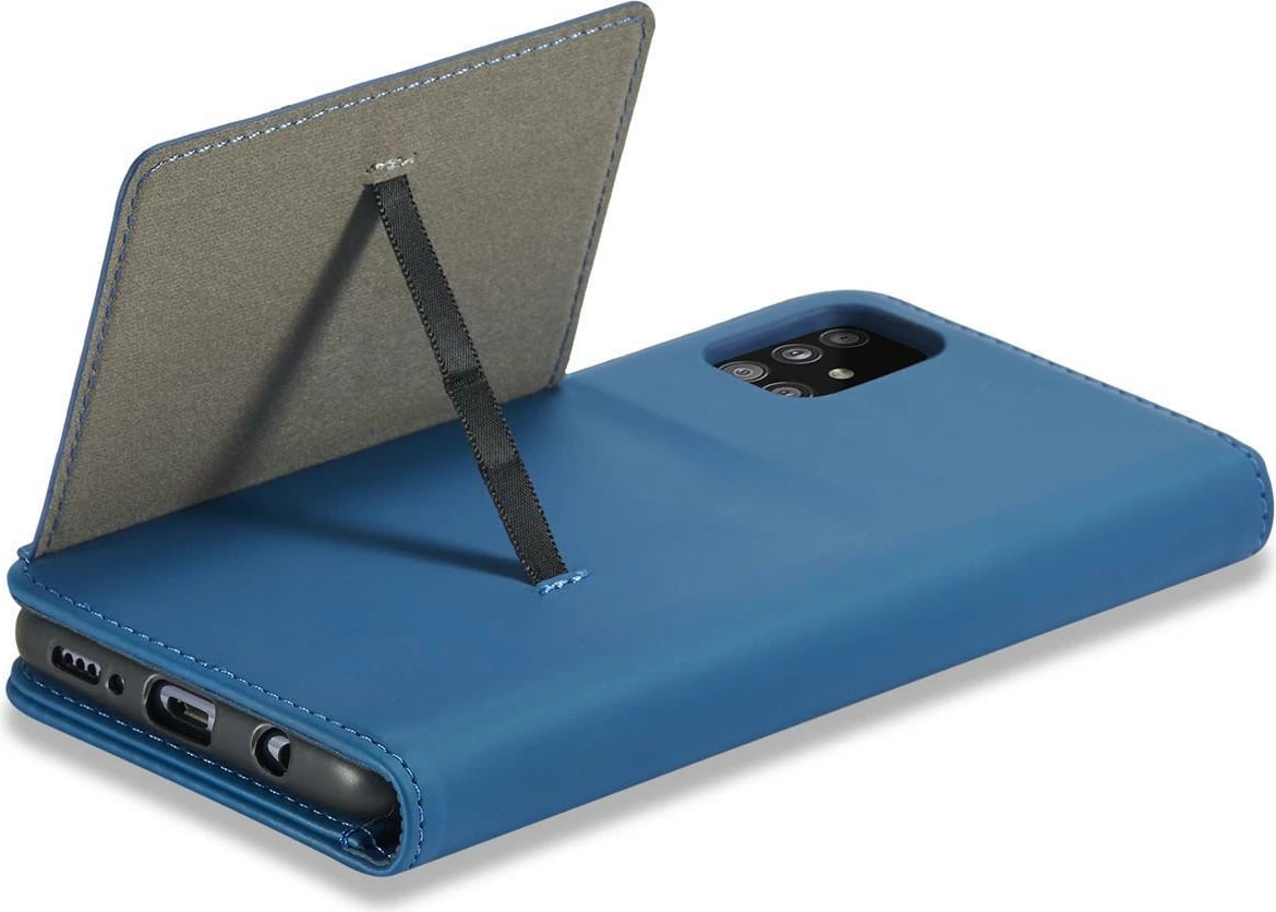 Mbështjellës magnetik Hurtel për Samsung Galaxy A12 5G, me kapak, portofol, Kaltër