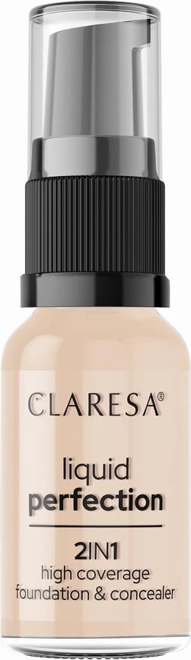 Fondatinë dhe korrektor për femra Claresa Liquid Perfection 2-in-1 102 Warm Medium 18g