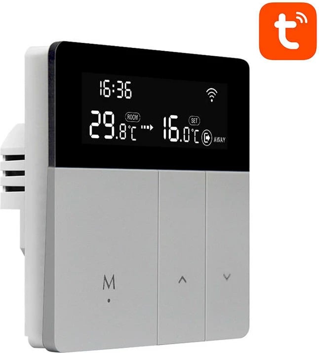Termostat smart për ngrohës uji, Avatto WT50-WH-3A, Wi‑Fi 2.4 GHz, Tuya/Smart Life, ekran LCD, ngarkesë 3A, gri