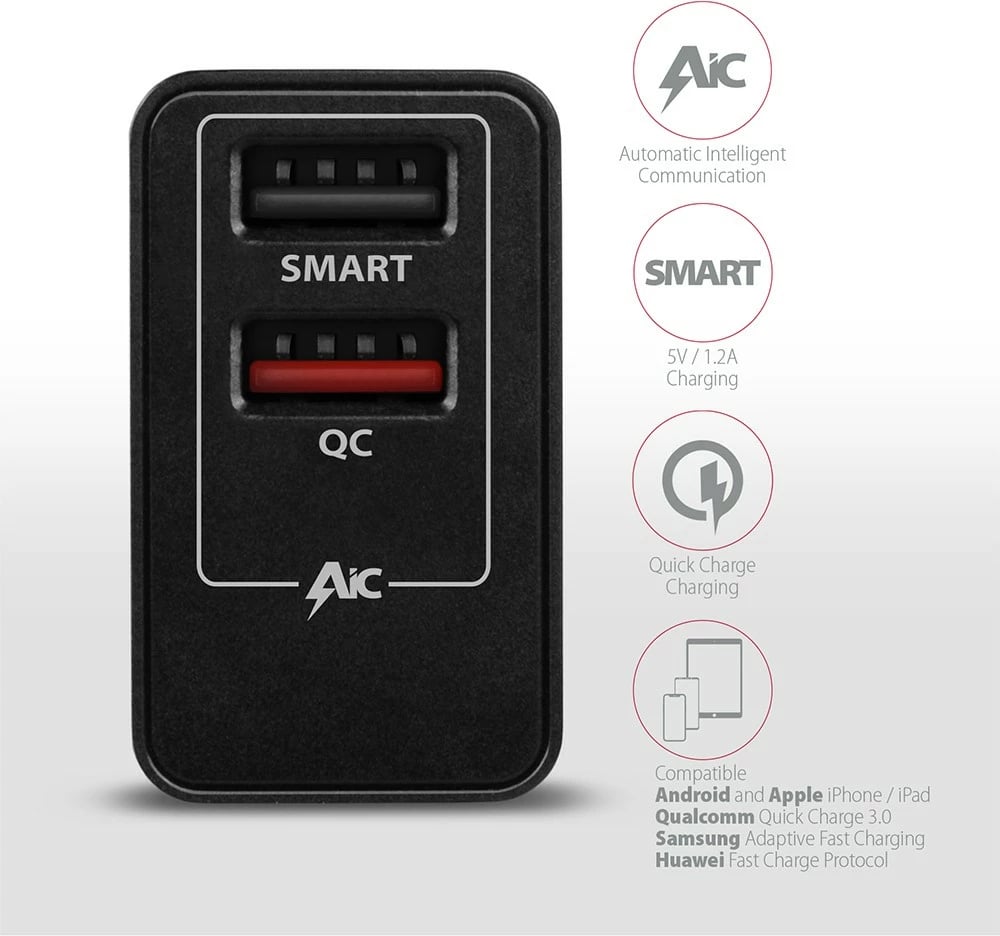 Karikues rrjeti AXAGON ACU-QS24, 24W, 2x USB-A, QC3.0/AFC/FCP, i zi