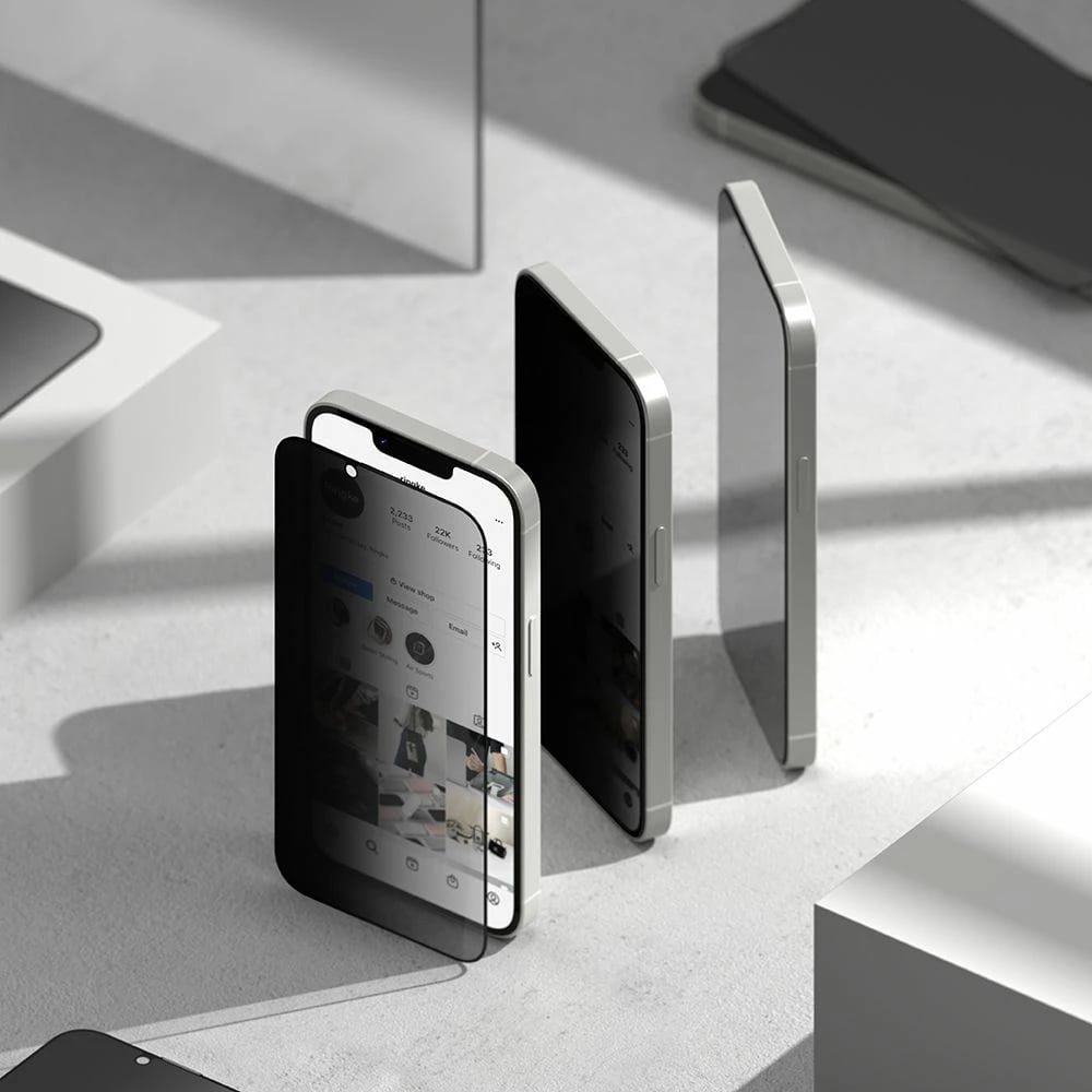 Mbrojtës xhami Ringke Easy Slide Privacy Glass për iPhone 13/13 Pro/14, 2 copë
