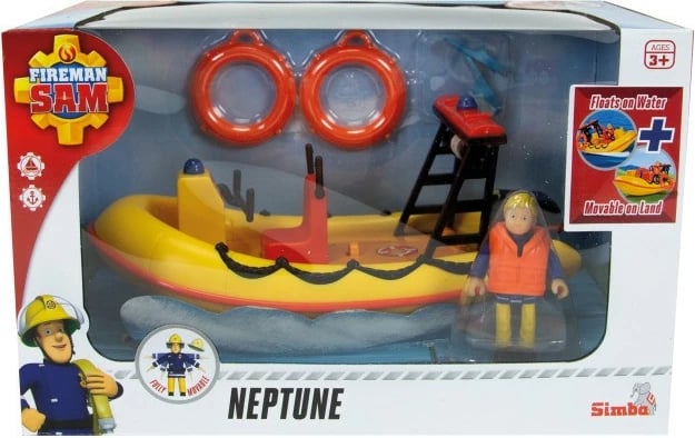 Lodër anije shpëtimi Fireman Sam Neptune me figurë Penny, 20 cm, e kuqe/verdhe, Simba