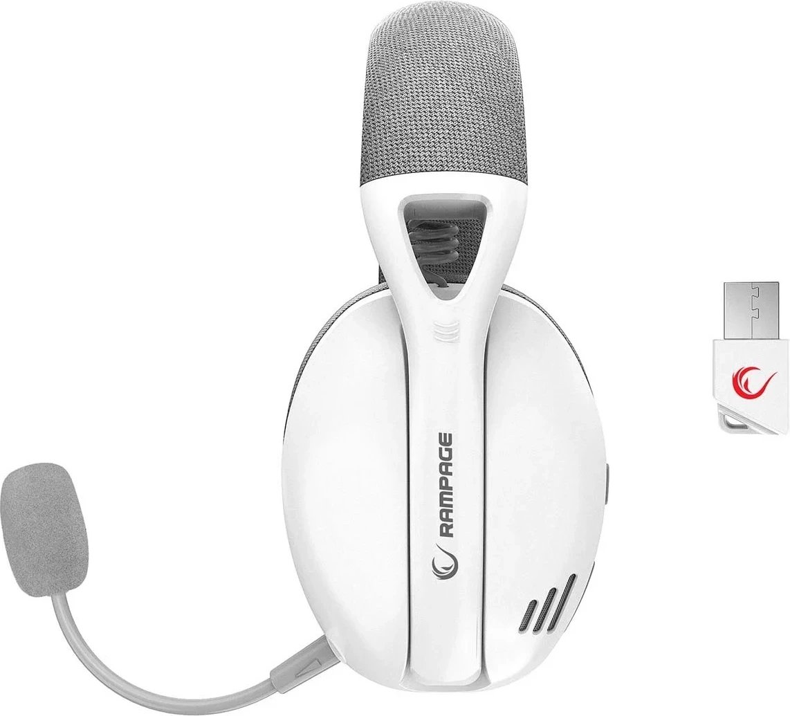 Kufje gaming Rampage CRACKH11, 7.1, wireless, të bardha