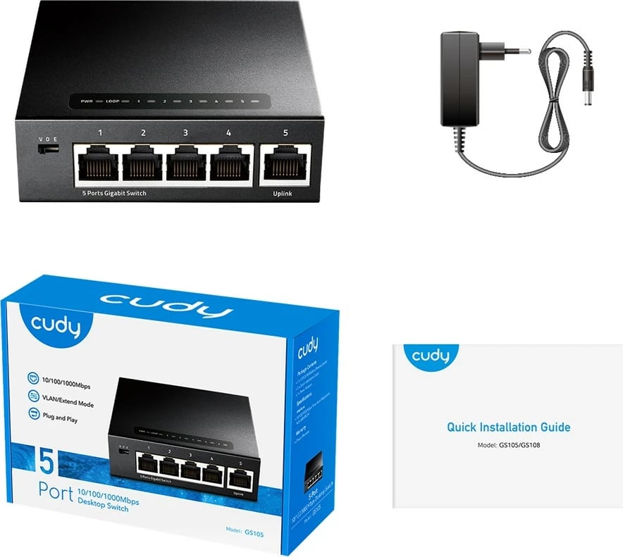 Switch Cudy GS105, Gigabit Ethernet, Full duplex