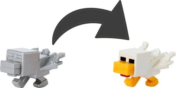 Figurë aksioni Minecraft Mattel Swift Chicken, me enë miksture dhe efekt Color Reveal