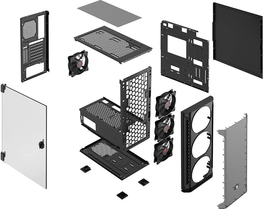 Kasë kompjuteri SAVIO Shadow X2, Mesh/Glass, E zezë