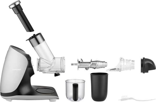 Shtrydhëse e ngadaltë frutash-perimesh, Concept Nutriboost LO7250, 200 W, 0.6 L, vidë çeliku inox, gryka 76 mm, 65 dB, e zezë/krom
