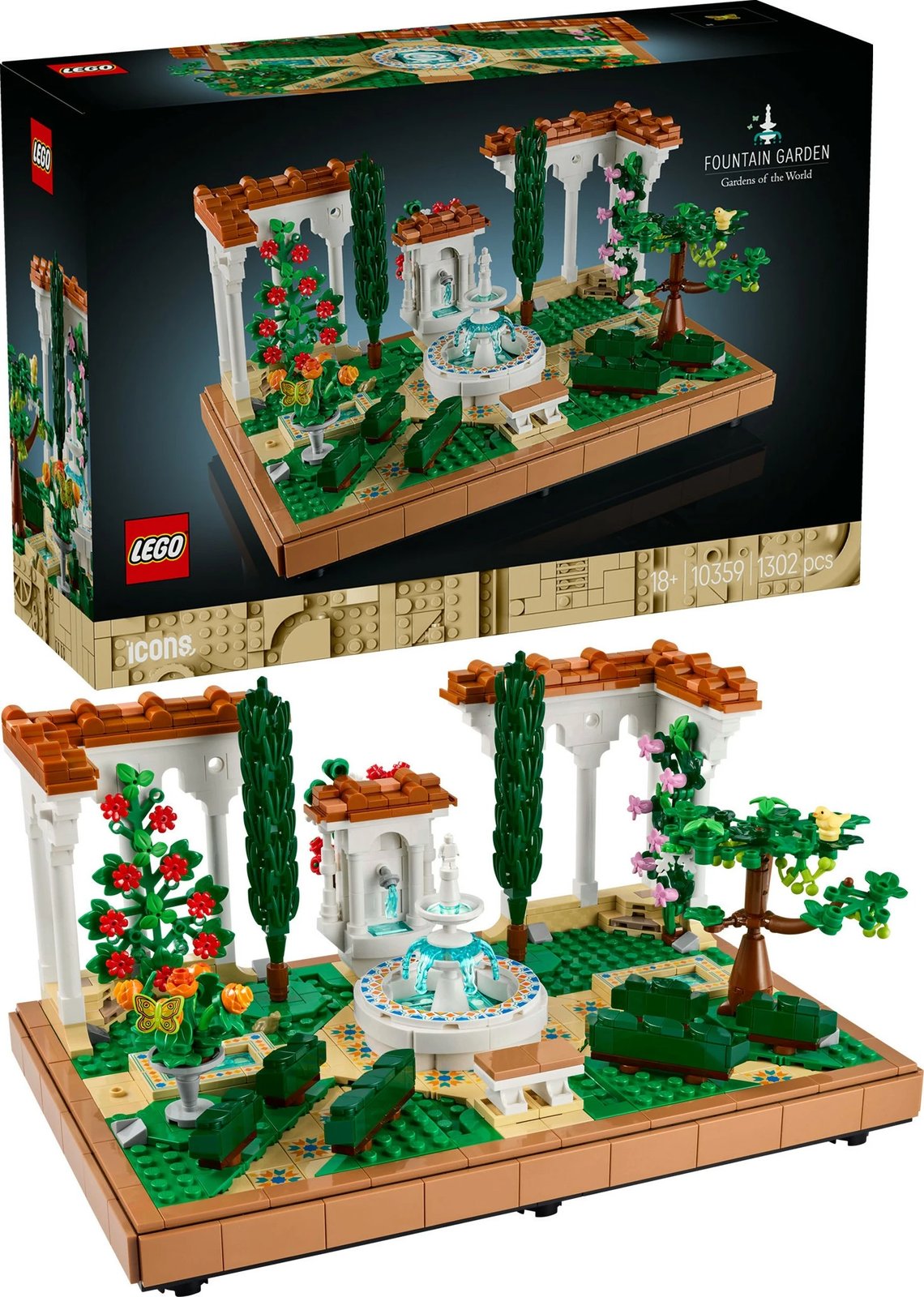 Set ndërtimi LEGO Icons 10359 Springbrunnengarten, 1302 pjesë, multikolor