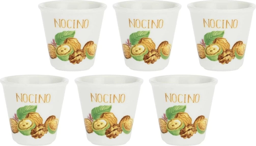Set gotash për likerin Nocino LA PORCELLANA BIANCA, 75 ml, 6 copë