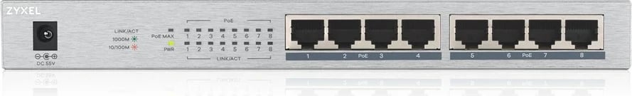 Switch Zyxel GS1008HP, Gigabit Ethernet, PoE, Gri