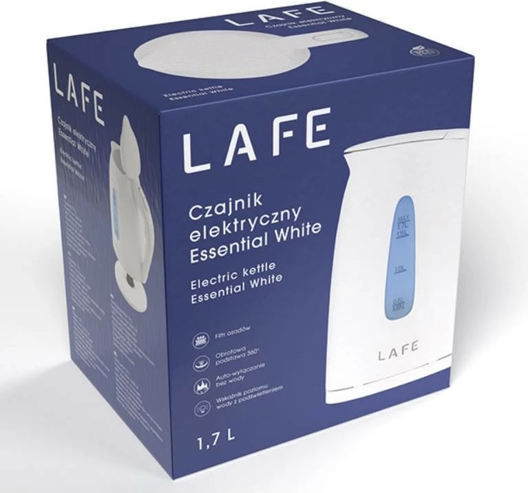 Çajnik elektrik Lafe Essential, 1.7L, 2200W, i bardhë