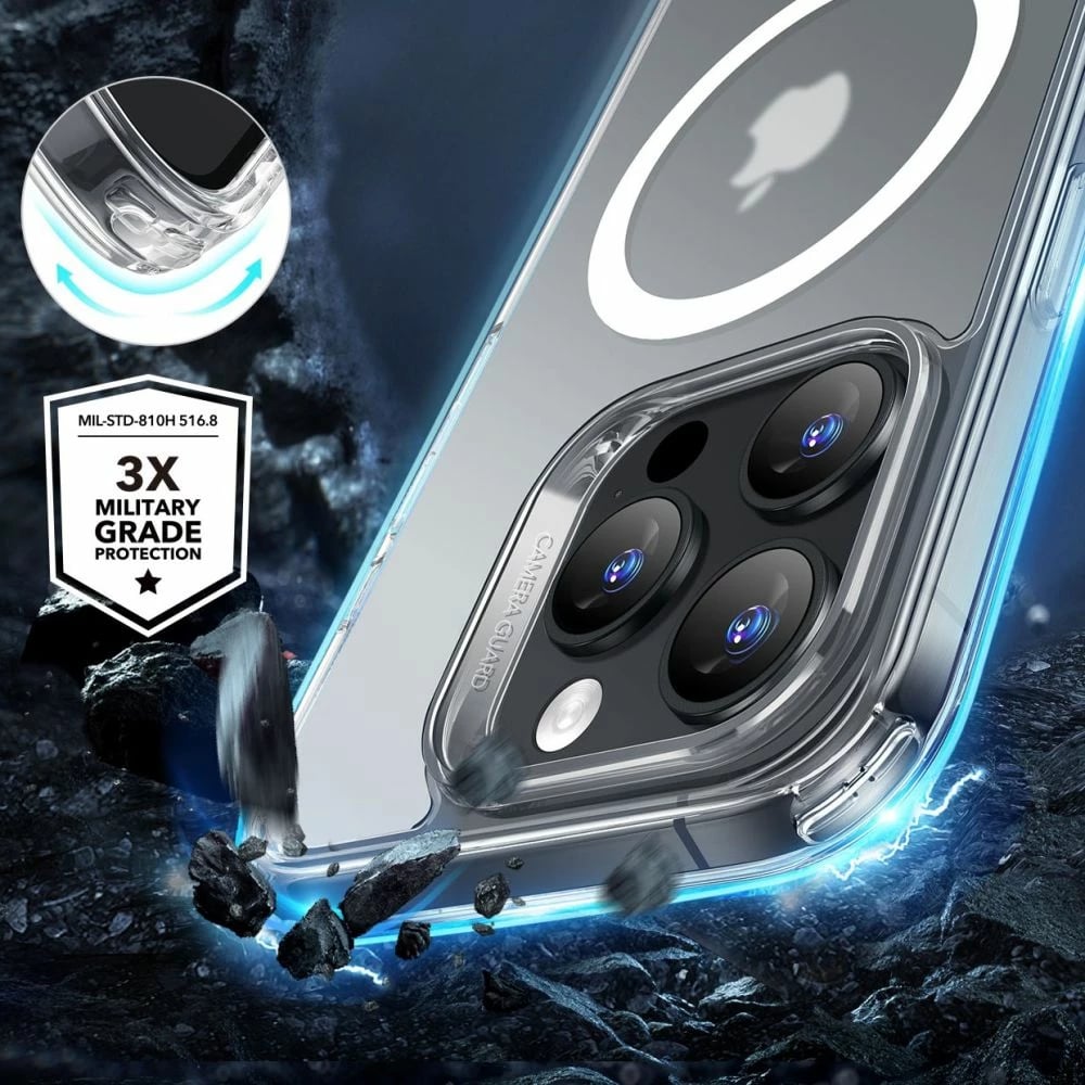 Mbështjellës ESR Classic Hybrid HaloLock me MagSafe për iPhone 16 Pro Max, gjysmë-transparent, me xham të temperuar