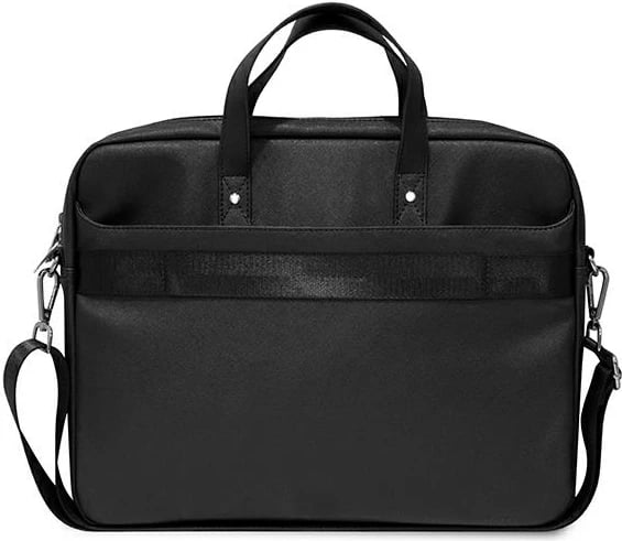 Çantë laptopi Guess Saffiano Triangle Logo, 16 inç, e zezë