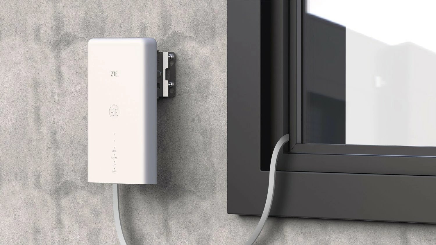 Router ZTE MC889 ODU 5G me komplet për montim në dritare, i bardhë