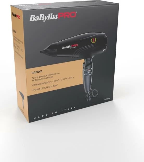 Tharëse flokësh, BaByliss, PRO Rapido BAB7000IE, e zezë