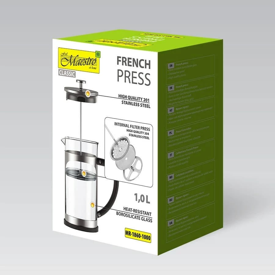 French press Maestro MR-1860-1000, 1000 ml, Çelik, E zezë