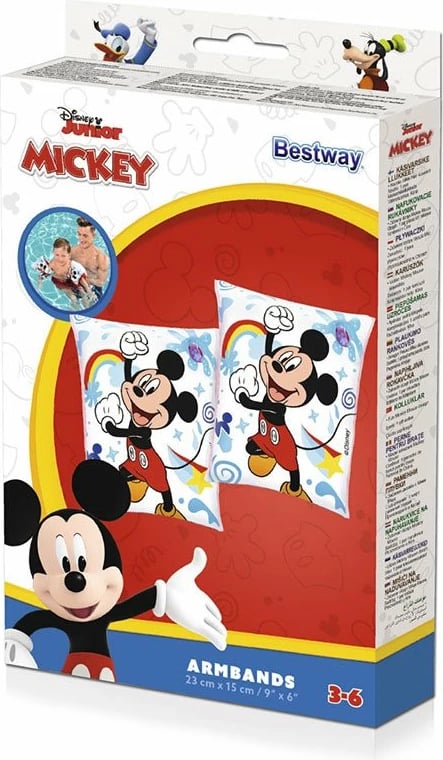 mangë noti të fryshme, Bestway Mickey & Friends, 23x15 cm, për fëmijë 3-6 vjeç, multikolor, set 2 copë