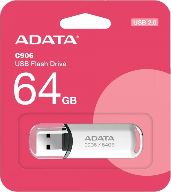 Pendrive ADATA C906 64GB USB 2.0, Bardhë