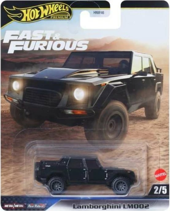 Maket makine 1:64, Hot Wheels Fast & Furious, Lamborghini LM002 HNW46/JBL86, metal me goma Real Riders, e zezë