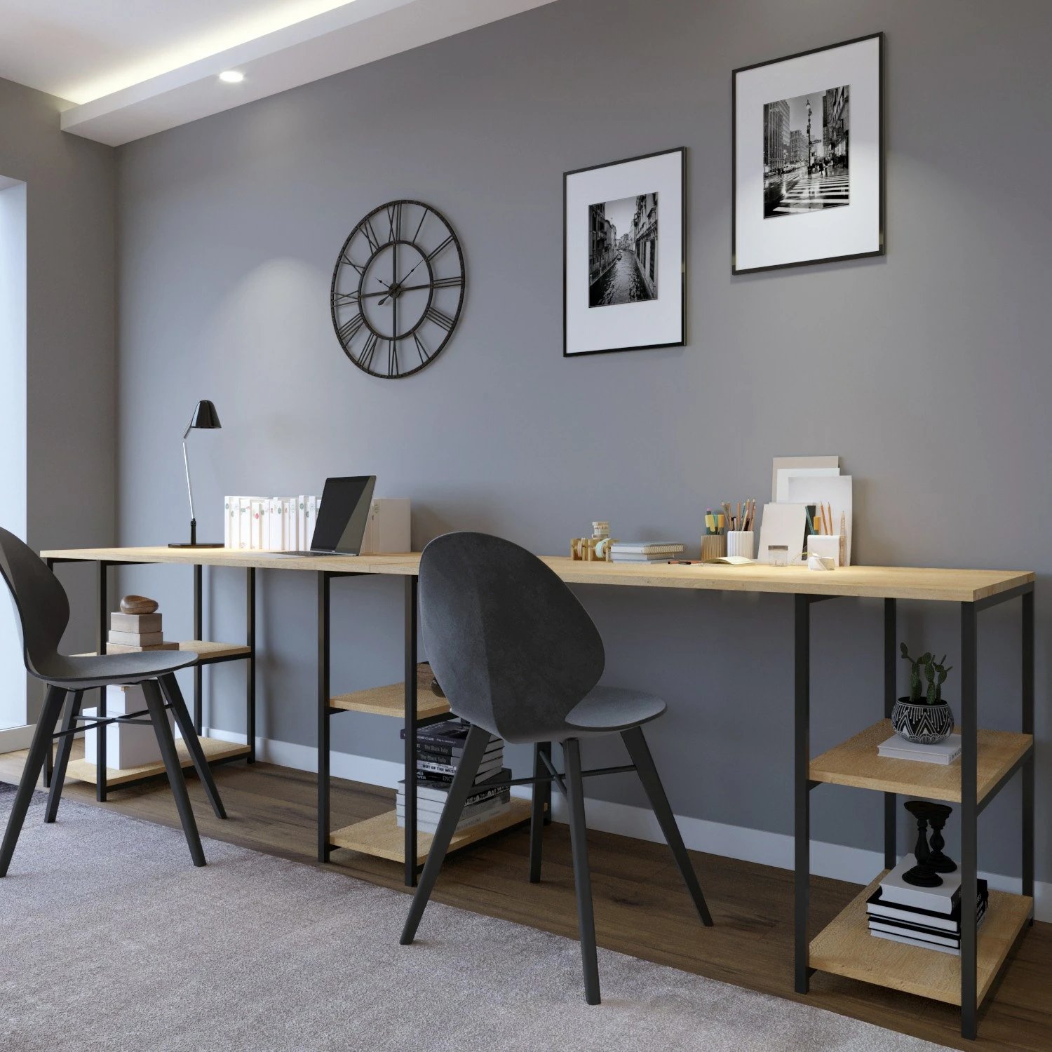 Tavolinë pune moderne, ngjyrë lisi, Skye Decor, Sade - L204