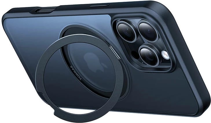 Mbështjellës Torras Ostand Pro për iPhone 16 Pro Max, i zi