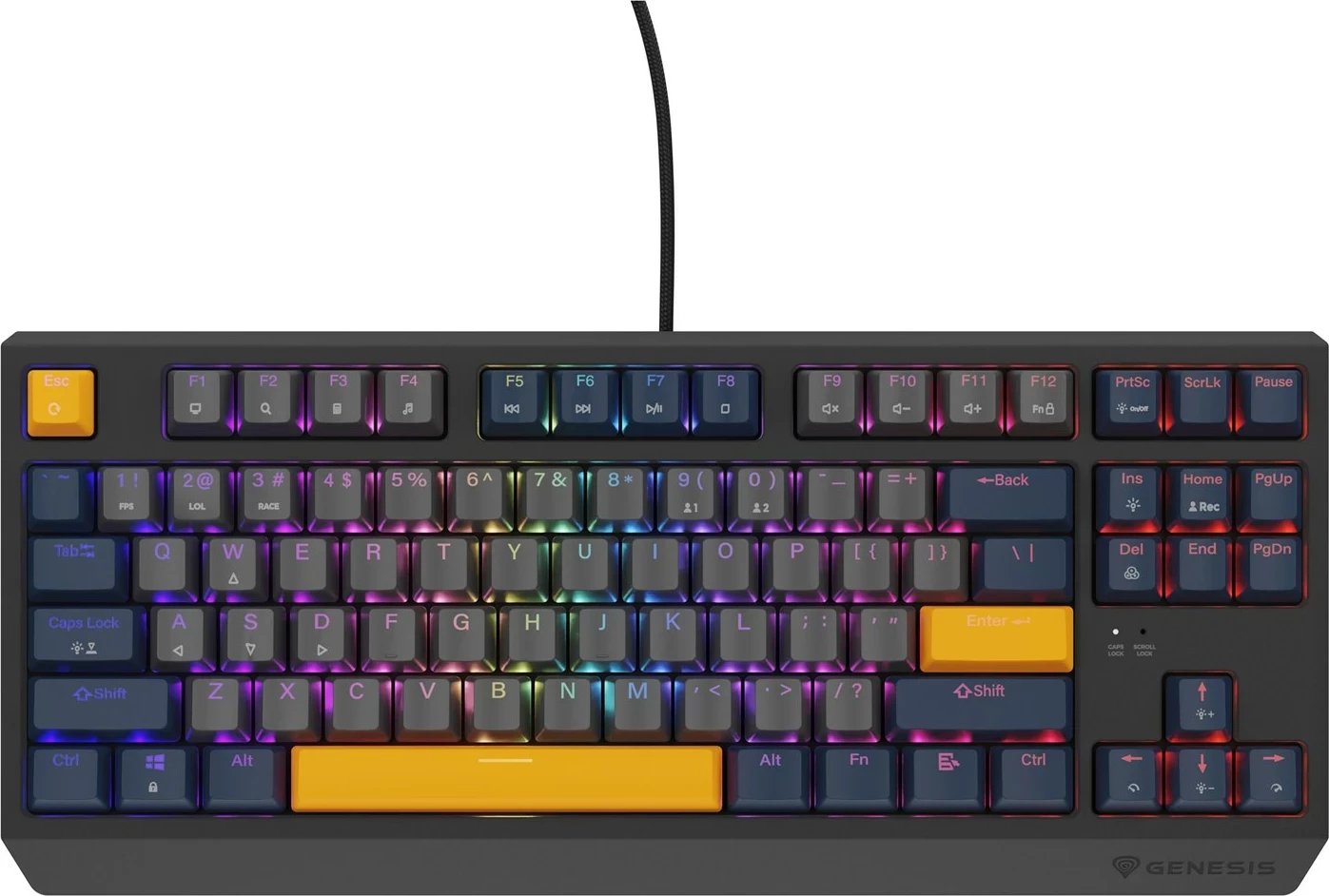 Tastierë gaming GENESIS Thor 230 TKL, mekanike, RGB LED, USB, Kaltër