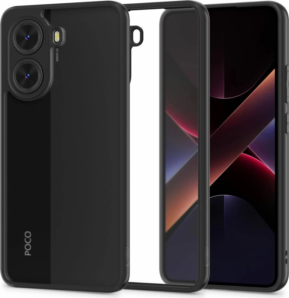 Mbështjellës Tech-Protect MagMat për Xiaomi Poco X7 5G, gjysmë-transparent, i zi