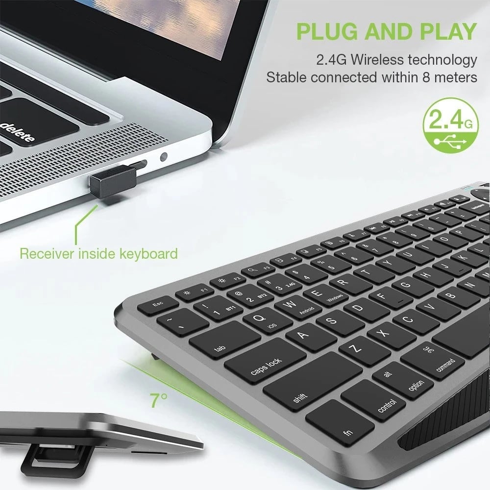 Tastierë TECHly ICTB9801TB, RF Wireless + Bluetooth, QWERTY US English, E zezë
