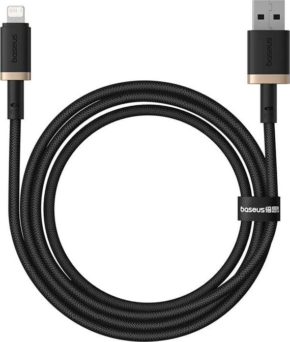 Kabllo karikimi Baseus Dura Type A në IP, 2.4A, E zezë, Ari