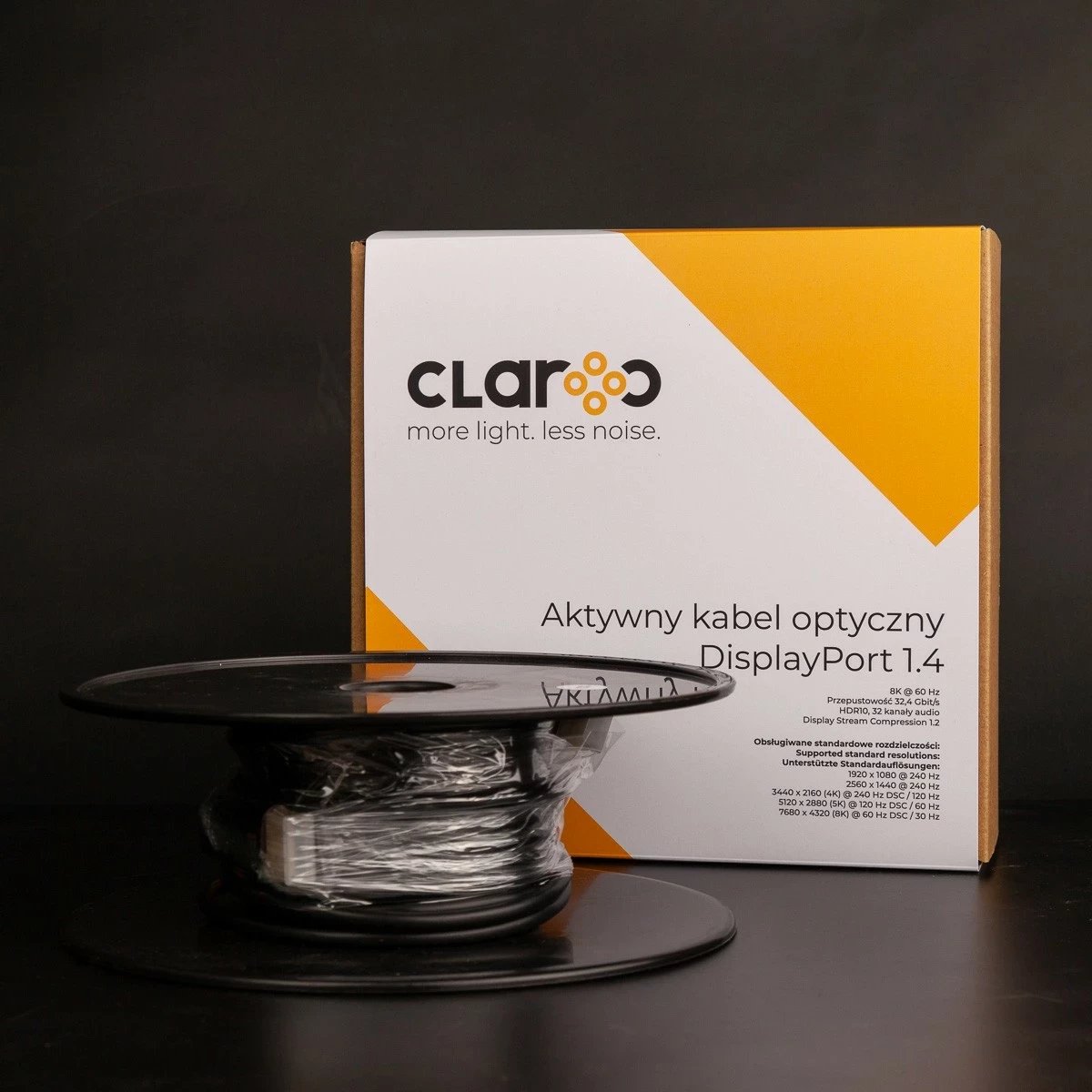 Kabëll optik Claroc DisplayPort 1.4 AOC 8K 5m, ngjyrë e zezë-gri