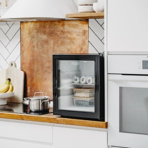 frigorifer termolelektrik Adler AD 8088 28 L derë xhami raft xhami LED i brendshëm 100-240V i zi