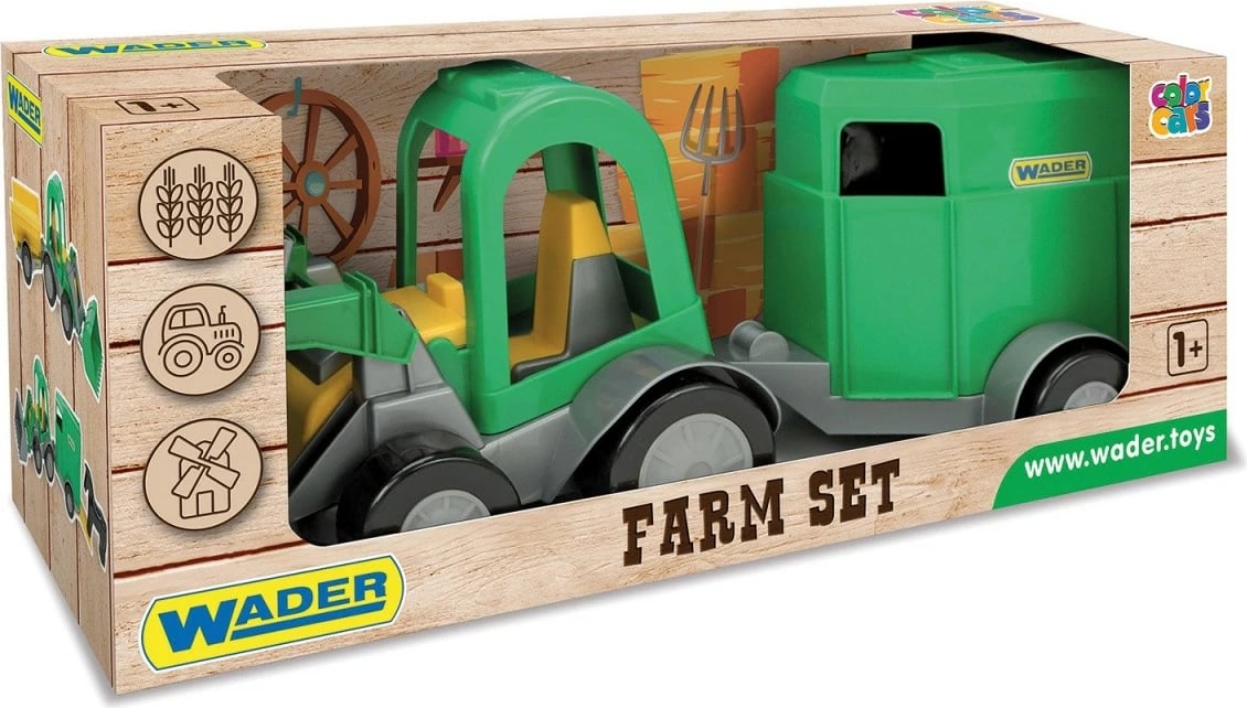 Set lodër traktor me karrocë për kuaj Wader 35224, plastikë, e gjelbër